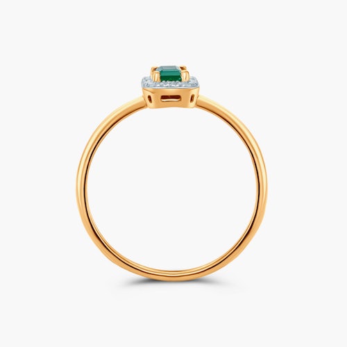 Pierścionek zaręczynowy SAVICKI: dwukolorowe złoto, szmaragd, diamenty